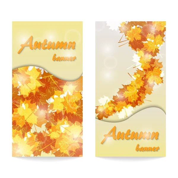 Dois banners abstratos de outono com folhas douradas . —  Vetores de Stock