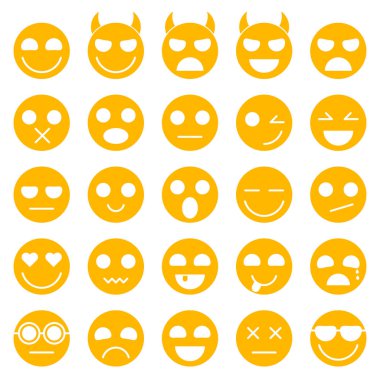 İfadeler kümesi. Emoji simgeler koleksiyonu. Gülümseme komik yüzler.