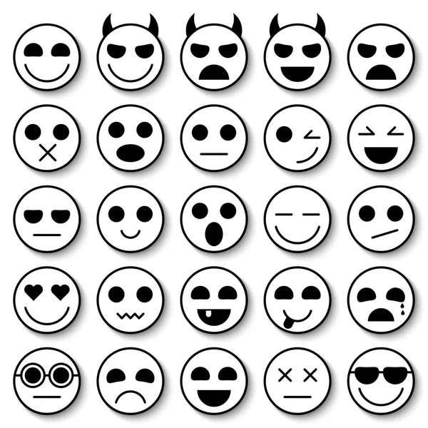 Satz von Emoticons. Sammlung von Emoji-Symbolen. Lächeln lustige Gesichter. — Stockvektor