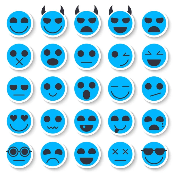 Set van Emoticons. Emoji iconen collectie. Glimlach grappige gezichten. — Stockvector