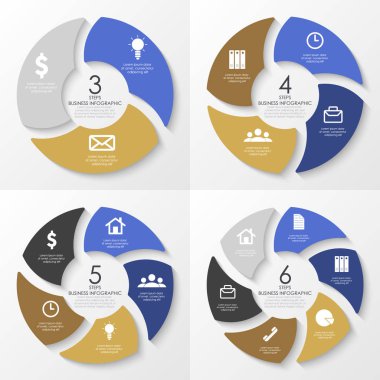 Vektör yuvarlak infographics. Daire diyagram, grafik, tanıtım, web tasarım ve grafik şablonu. İş kavramı ile 3, 4, 5, 6 adım