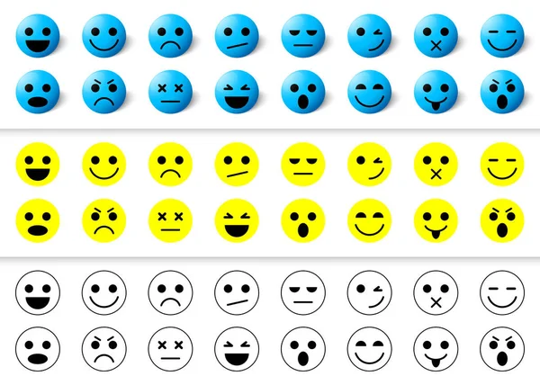 Conjunto de ícones emoticons, coleção de sorrisos . —  Vetores de Stock