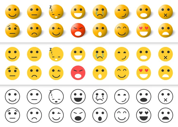 Conjunto de ícones emoticons, coleção de sorrisos . — Vetor de Stock