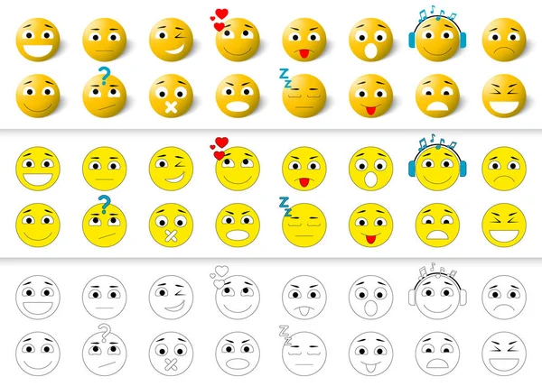 Conjunto de ícones emoticons, coleção de sorrisos . — Vetor de Stock