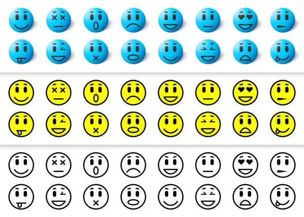 Conjunto de iconos emoticonos, colección sonrisa . — Vector de stock