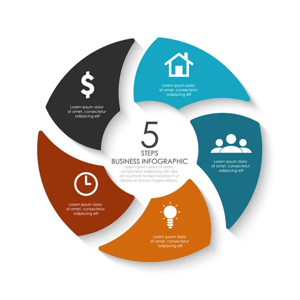 Infográficos redondos vetoriais. Modelo para diagrama de círculo, gráfico, apresentação, web design e gráfico . — Vetor de Stock