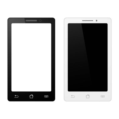 Beyaz arka plan, cep telefonu dokunmatik ekran ile izole Smartphone.