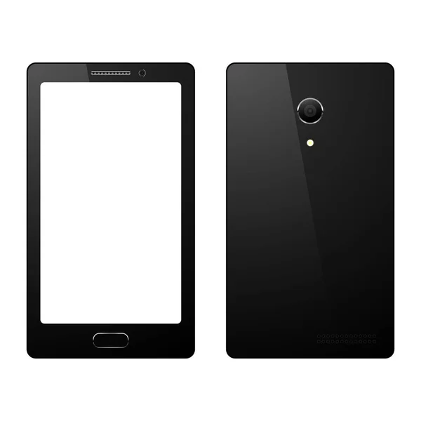 Smartphone auf weißem Hintergrund, Mobiltelefon isoliert mit Touchscreen. — Stockvektor