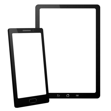 Beyaz arka plan üzerinde tablet. Dokunmatik ekran ile izole. 