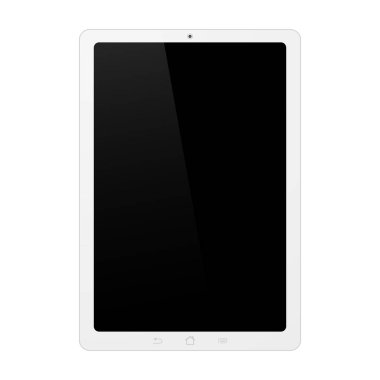 Beyaz arka plan üzerinde tablet. Dokunmatik ekran ile izole. 