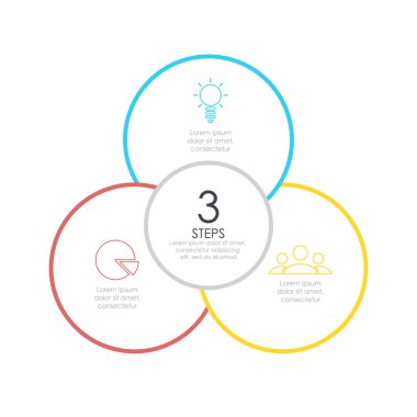 Anahat Infographic yuvarlak. 3 öğe, adımları veya seçenekleri ile daire diyagram.