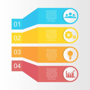 İş infographics. Şablon 4 öğeleri, adımları, seçenekleri ile