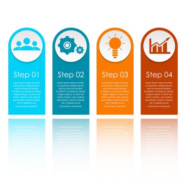 İş infographics. Şablon 4 öğeleri, adımları, seçenekleri ile