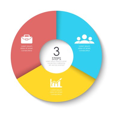 Yuvarlak Infographic diyagramı kümesi. Daire 3 öğelerinin veya adımları.