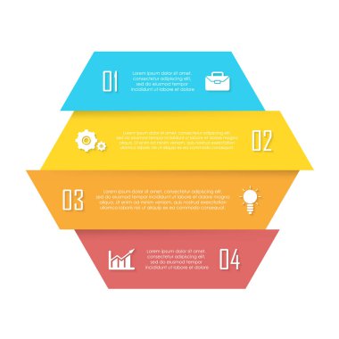Infographic için vektör öğesi. İş kavramı grafiği, broşür, diyagram ve web tasarımı için kullanılabilir. 4 elements ile altıgen şablonu.