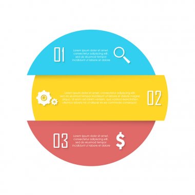 Vektör yuvarlak Infographic için öğe. İş kavramı grafiği, broşür, diyagram ve web tasarımı için kullanılabilir. Daire Şablon 3 elemanları ile.