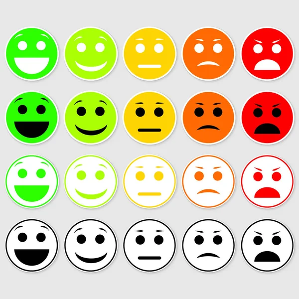 Ensemble Émoticônes Niveau Emoji Rang Charge Excellent Bon Normal Mauvais — Image vectorielle
