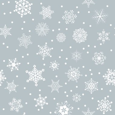 Kar taneleriyle kusursuz bir Noel deseni. Vektör tatil dokusu.