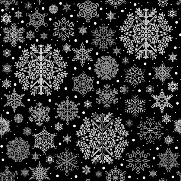 Patrón Sin Costuras Navidad Con Copos Nieve Textura Vacaciones Vectorial — Vector de stock