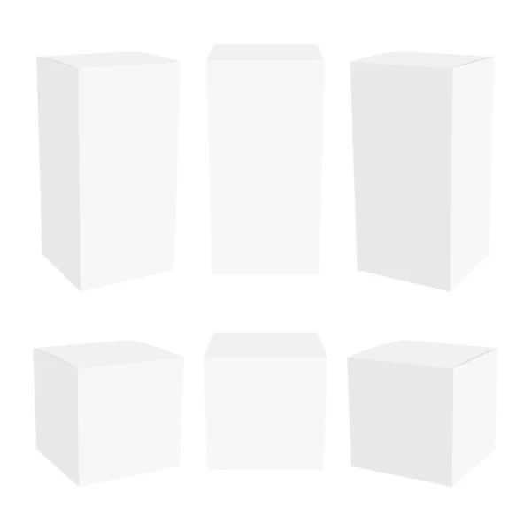 Λευκό Χάρτινο Κουτί Συσκευασίας Mockup Μπορεί Χρησιμοποιηθεί Για Φάρμακα Και — Διανυσματικό Αρχείο
