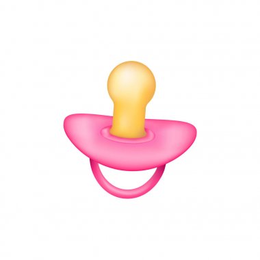 Beyaz arka plan üzerinde gerçekçi pembe bebek emziği