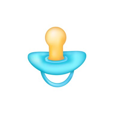 Beyaz arka plan üzerinde gerçekçi mavi bebek emziği