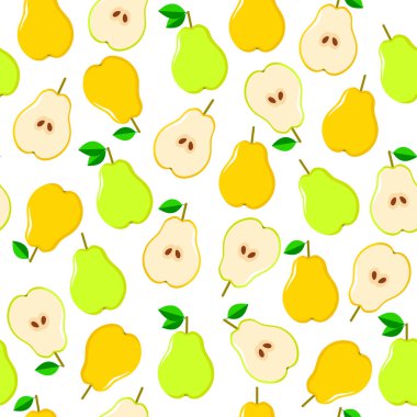 Beyaz Sarı ve yeşil armut ile sorunsuz vektör desen