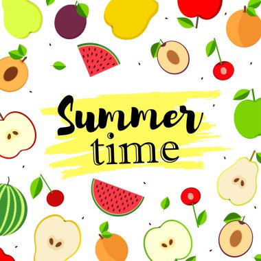 Ayarla kayısı, Erik, kiraz, karpuz ile renkli arka planlar,