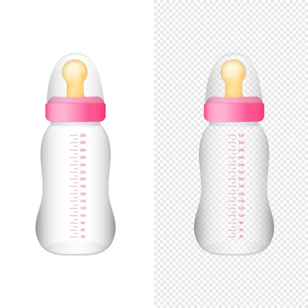 Ροζ baby μπουκάλι. Ρεαλιστική διάνυσμα εικονίδιο — Διανυσματικό Αρχείο