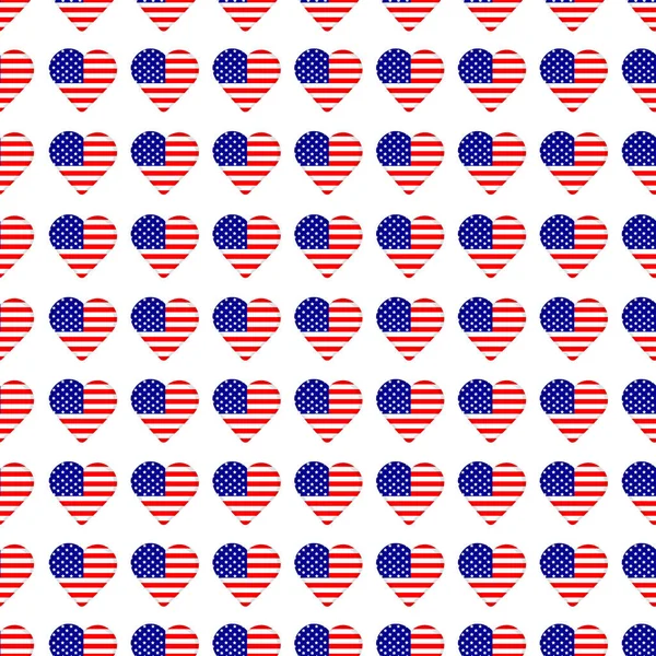 Vzor bezešvé se srdíčky od americké vlajky — Stockový vektor
