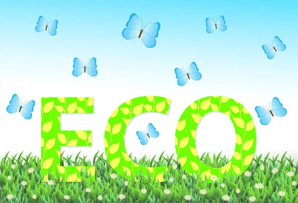 Eco background with realistic green grass — Stock Vector