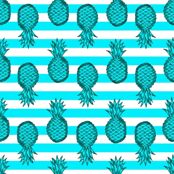 Vzor bezešvé z ruky nakreslete modré ananas — Stockový vektor