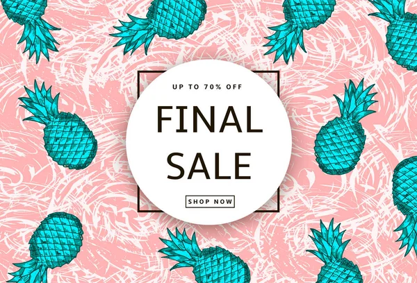 El yeşil ananas pembe arka plan üzerinde çekilmiş. Fin