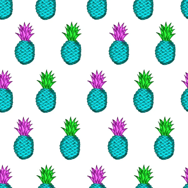 Wzór z ananasów kolorowe ręcznie rysowane na — Wektor stockowy
