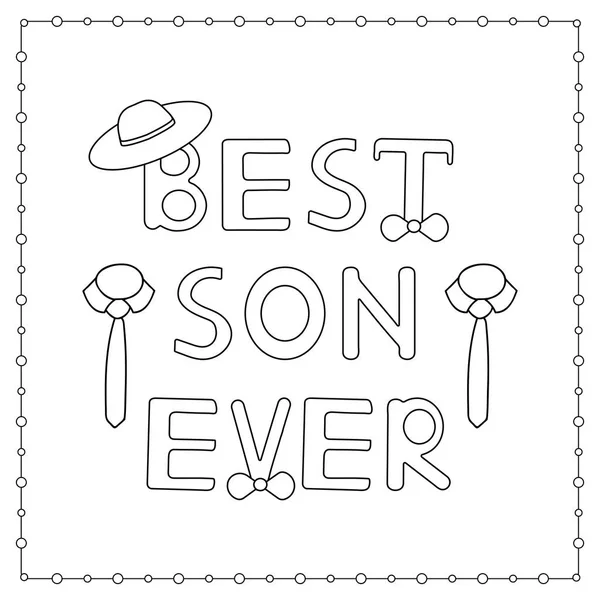 "Najlepszy syn kiedykolwiek "ręcznie rysowane tekst i serca. Strona kolorystyka. — Wektor stockowy