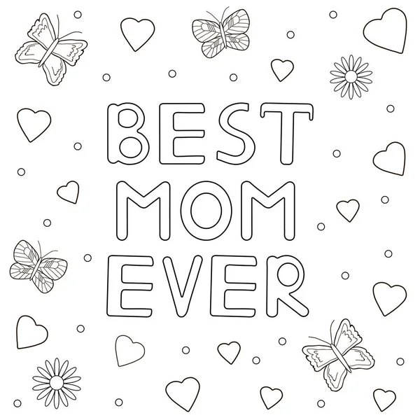 En iyi anne hiç - çizilmiş metin, Kalpler, buterflies, çiçek teslim. C
