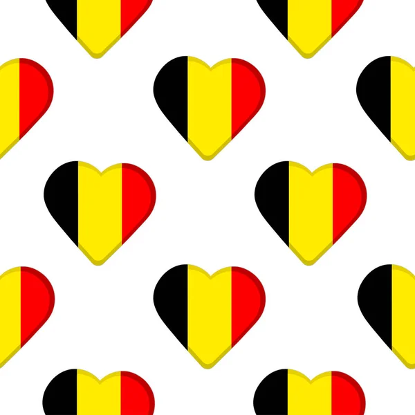 Seamless pattern from the hearts  with Belgium flag. — Stock Vector