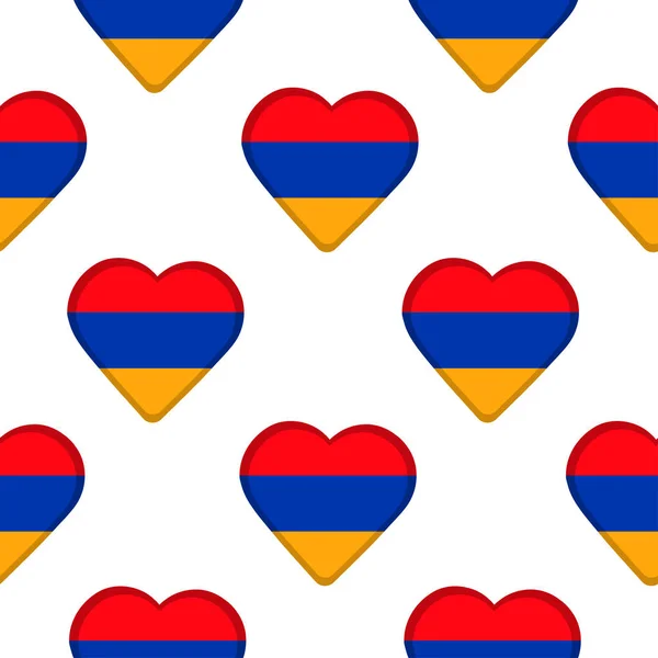 Seamless pattern from the hearts  with Armenia flag. — Stock Vector