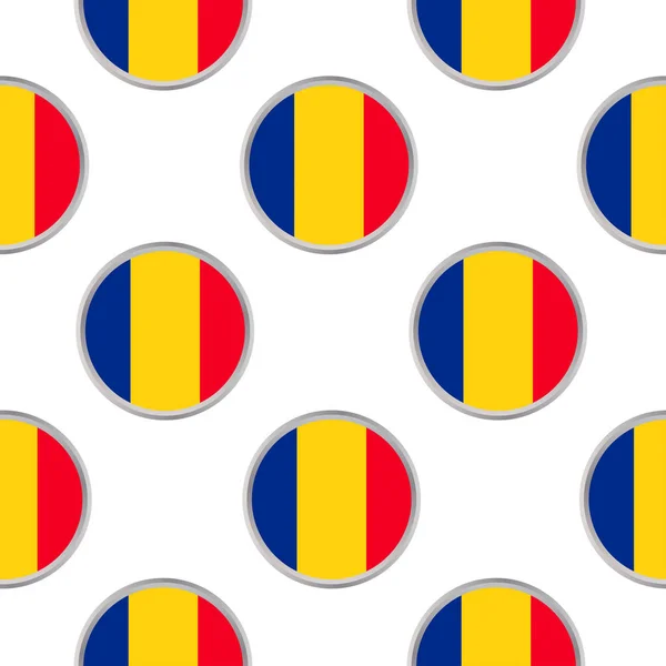 Romanya bayrağı olan daireler üzerinden seamless modeli. — Stok Vektör