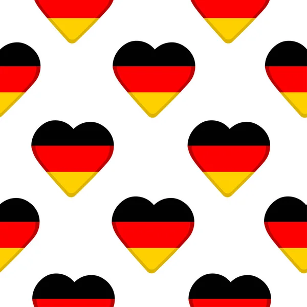 Motif sans couture dans les coeurs avec le drapeau de l’Allemagne — Image vectorielle