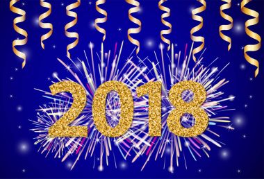 Havai fişek ve kurdeleler renkli vektör arka plan - Noel ve