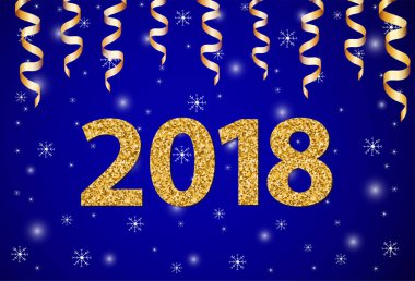 Altın sayılar 2018 ve parlak arka plan sno ile şeritler