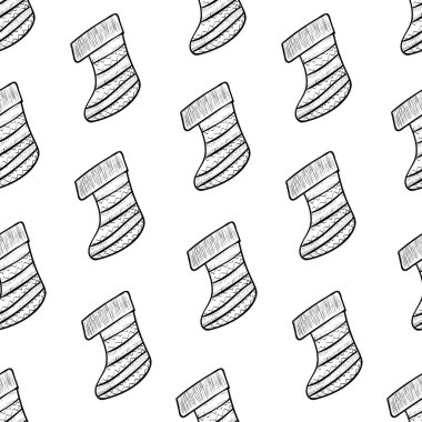 Noel çorap seamless modeli el çekilmiş.