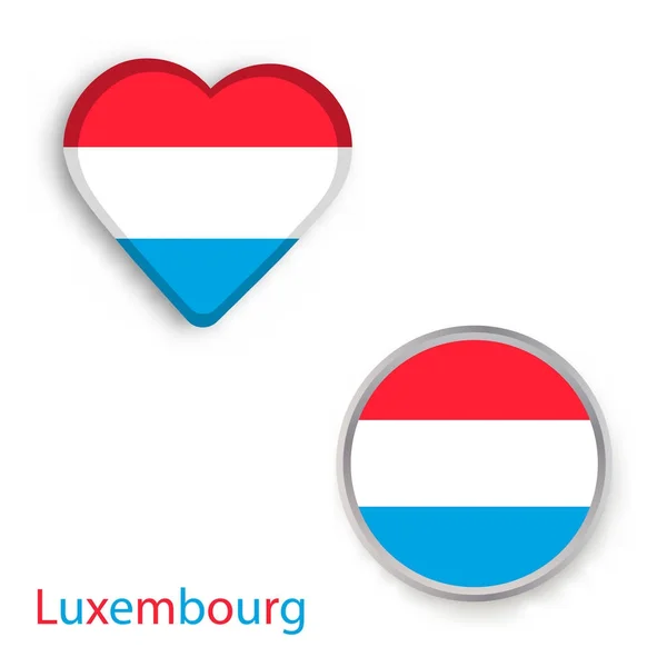 Symboles coeur et cercle avec drapeau de Luxembourg . — Image vectorielle
