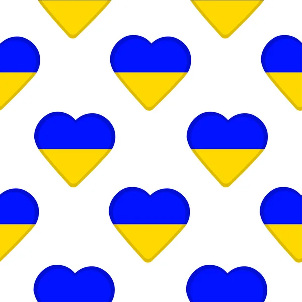Naadloze patroon van het hart met de vlag van Oekraïne. — Stockvector