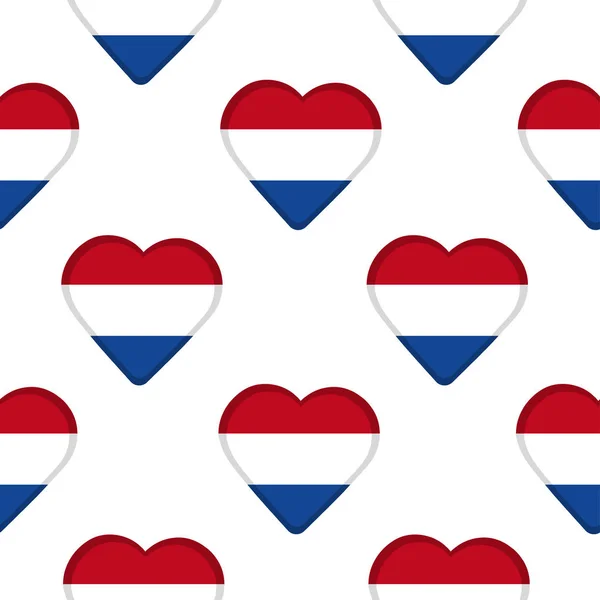 Modèle sans couture des cœurs avec drapeau des Pays-Bas . — Image vectorielle