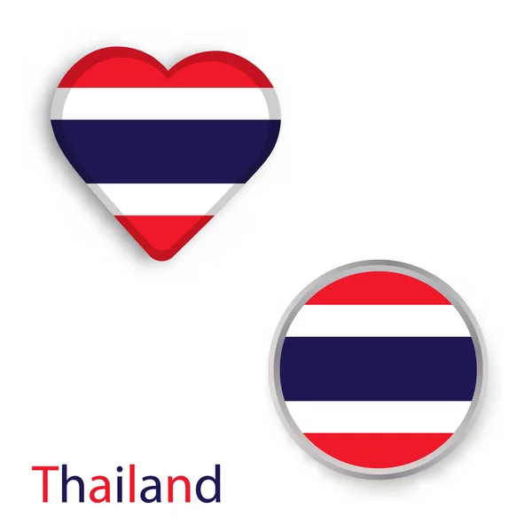 Herz- und Kreissymbole mit thailändischer Flagge. — Stockvektor