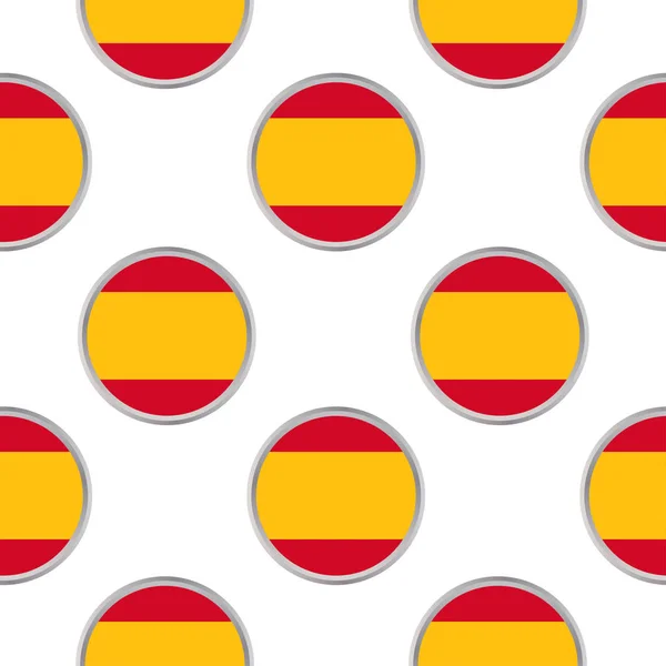 Seamless pattern from the circles with flag of Spain. — Stock Vector
