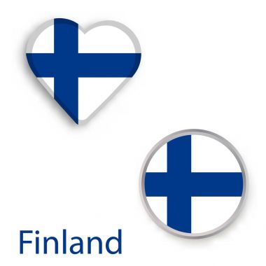 Finlandiya bayrağı ile kalp ve daire sembolleri. 