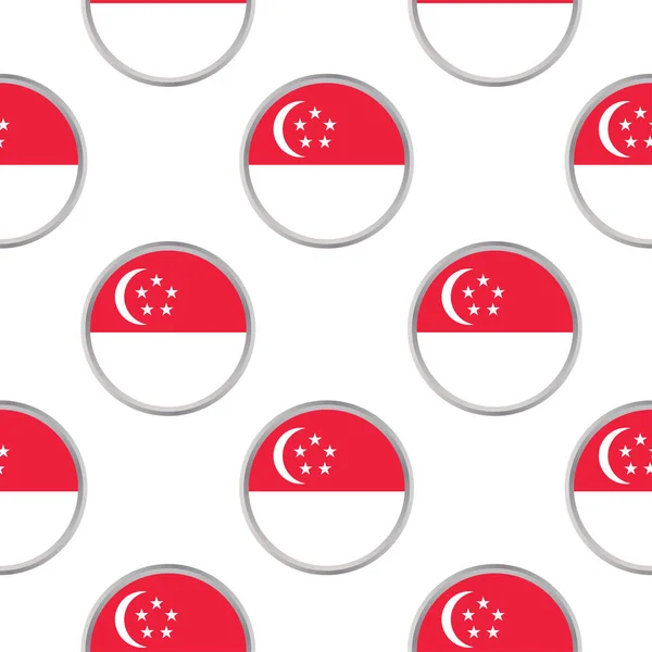 Seamless pattern from circles with flag of Singapore. — Stock Vector